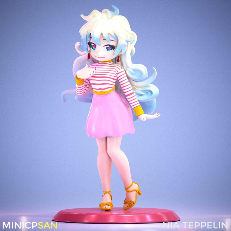 Nia Teppelin - Cute Stripes Summer Outfit - Gurren Lagann Anime
