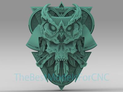 3D Model STL File for CNC Router Laser & 3D Printer owl Shield and Axes