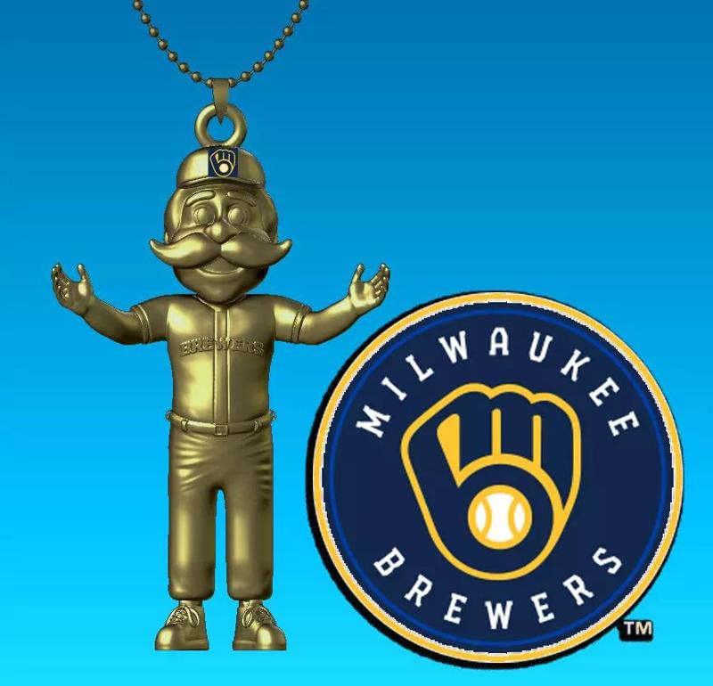 MLB- Necklaces Milwaukee Brewers - Hanging Figurine - 3D print