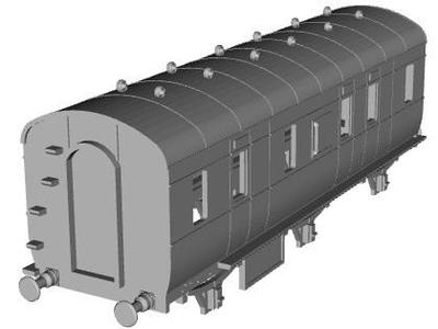 LMS six wheel passenger brake van diagram 1796 1/76 scale