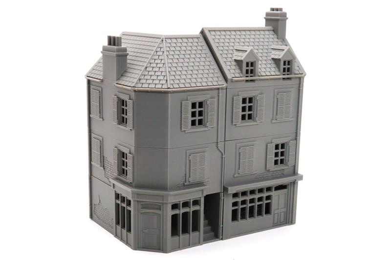 Normandy Commercial Corner House - Wargaming Terrain / Model Railroad Building