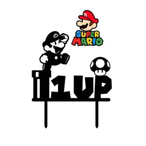 CAKE TOPPER ADORNO TORTA - SUPER MARIO BROS - Mario lvl up