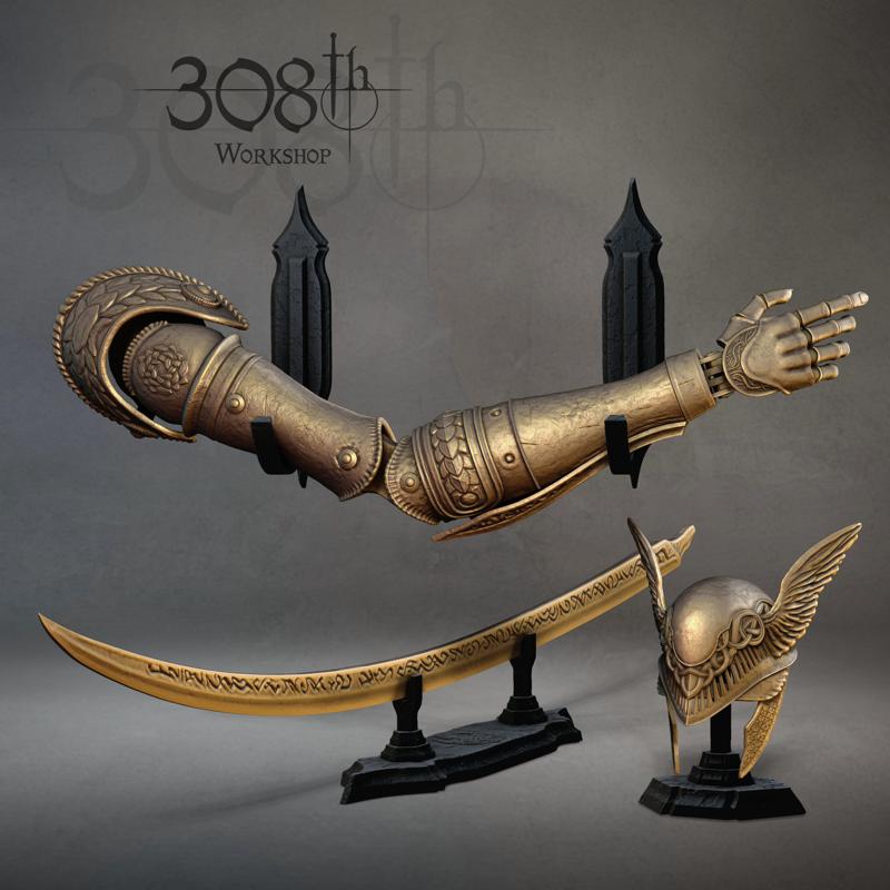 Malenia prosthetic Arm, Winged Helm and Sword