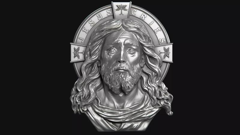 Jesus Cries Head Bas Relief - 2