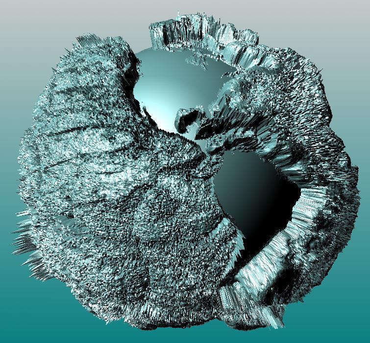 Inverted Seafloor Globe 350x in 130,000 Facets