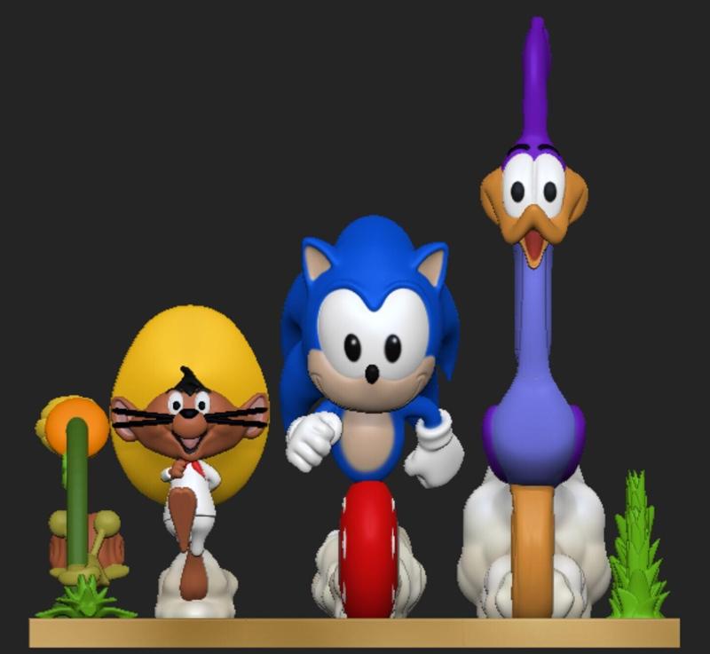 Sonic, Road Runner and Speedy Gonzales