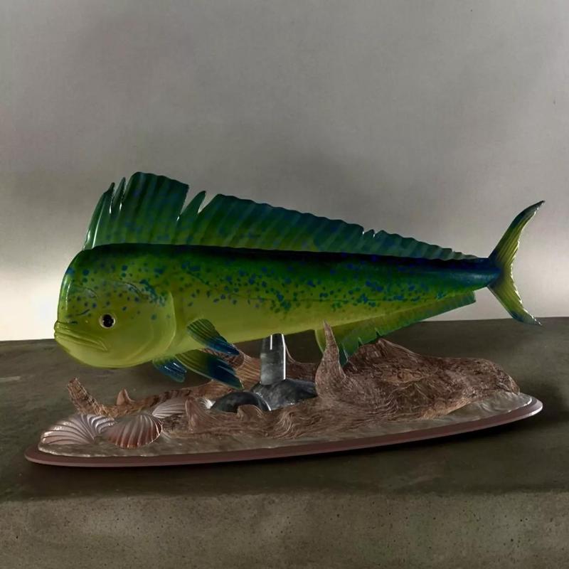 fish mahi mahi in motion underwater statue detailed texture