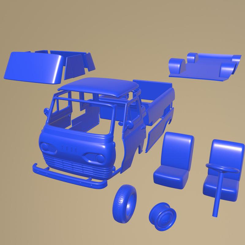 FORD E SERIES ECONOLINE PICKUP 1963  PRINTABLE CAR IN SEPARATE PARTS