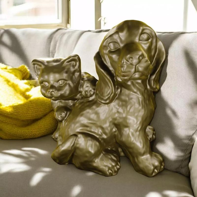 basset hound and his friend the cat