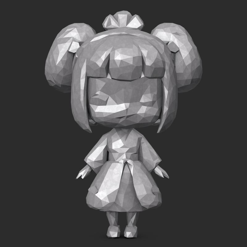 Cute Japanese Girl Low Poly