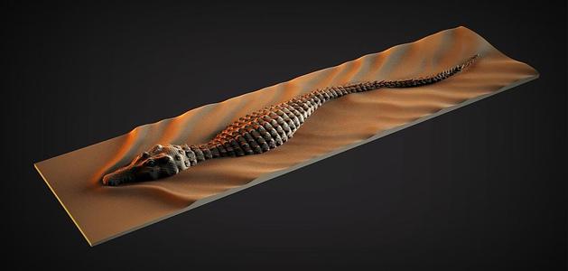 Crocodile 3D STL Model for CNC Router, Artcam, Vetric, Engraver, Relief, Carving, Cut 3D, Stl File For Cnc Router, Wall Decor