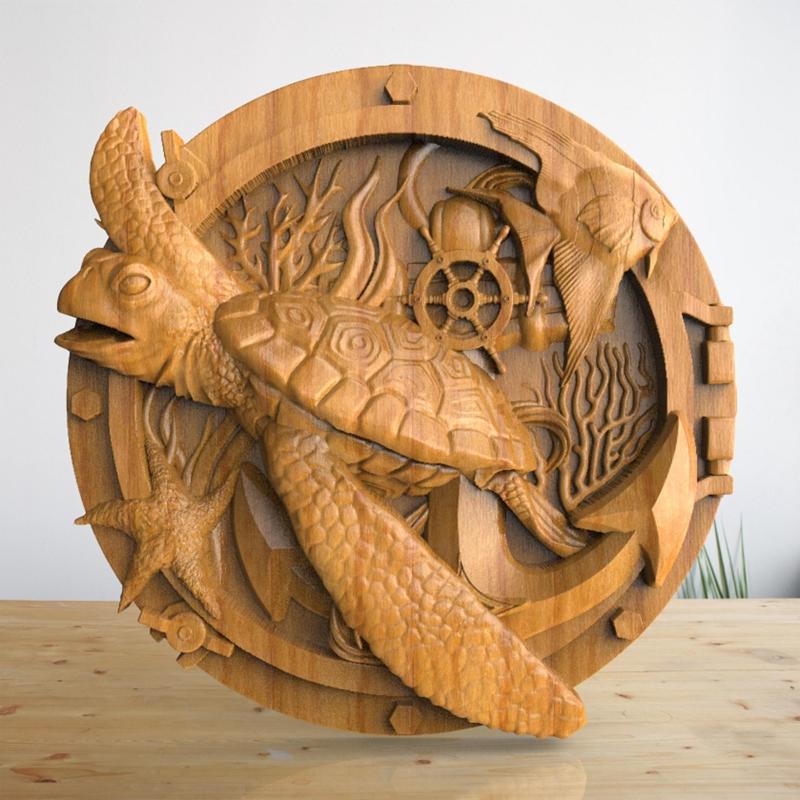 Caretta Caretta, Sea Turtle - 3D STL File For CNC Wood Carving, Cnc Router Files, Cnc relief files, 3d printer files
