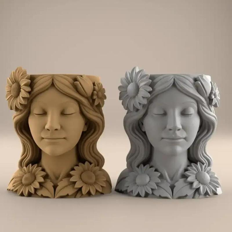 Sunflower Girl Planter - urn - candy and candle container