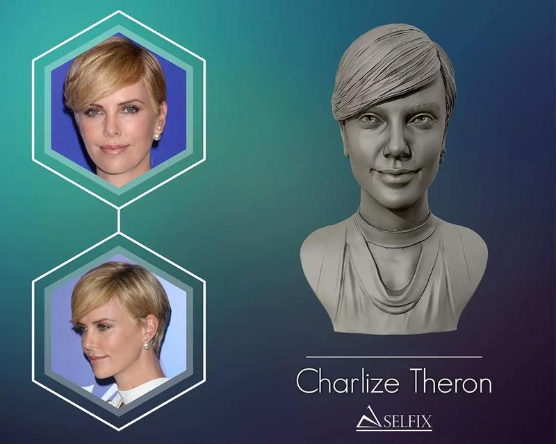 Charlize Theron 3D Portrait sculpture