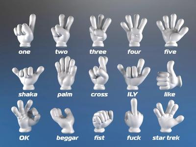 Cartoon hand 5 fingers Pack 01