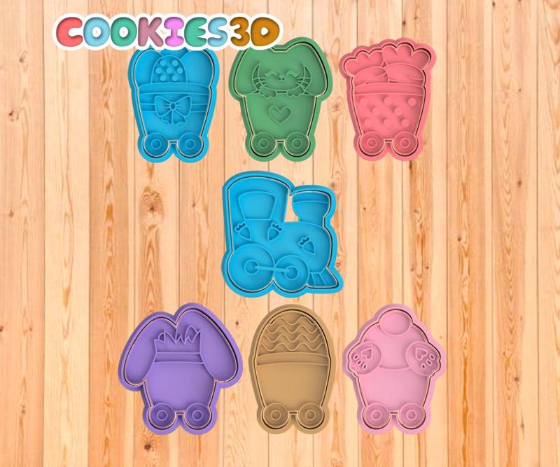 Easter bunny train cutter for cookies and dough - Easter Day cookies