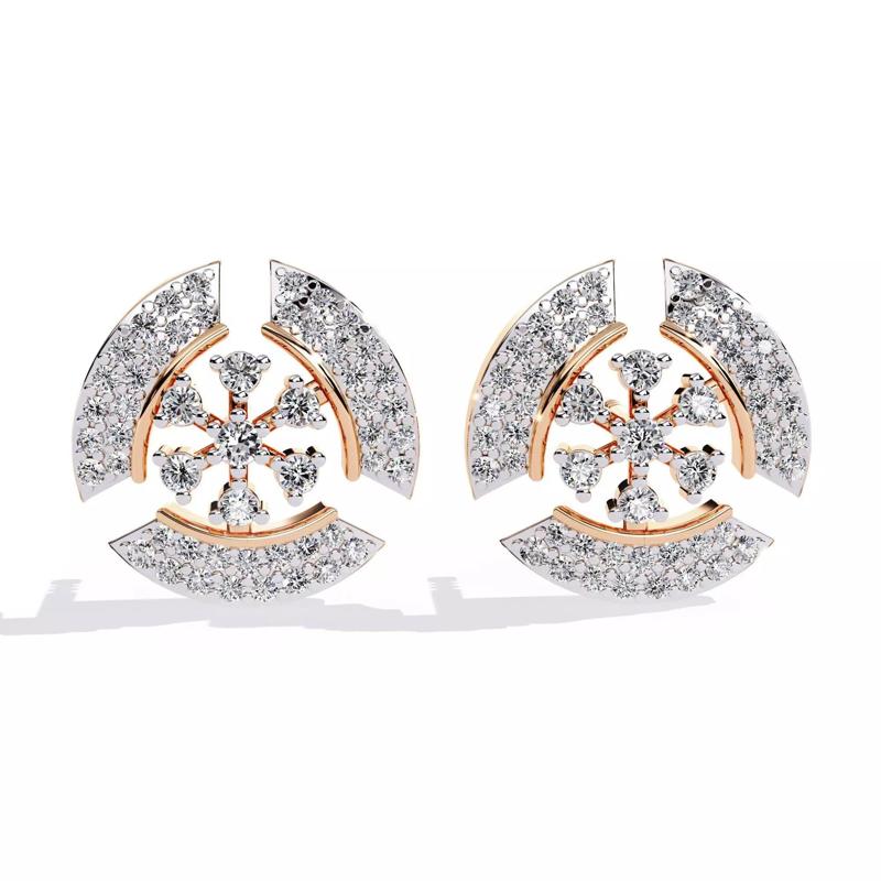 Diamond Studs Earrings 360 animation renders 3dm stl details