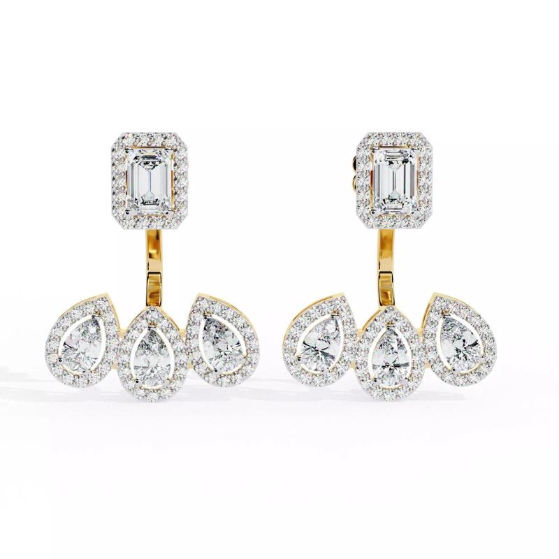 Diamond Studs Earrings 360 animation renders 3dm stl details