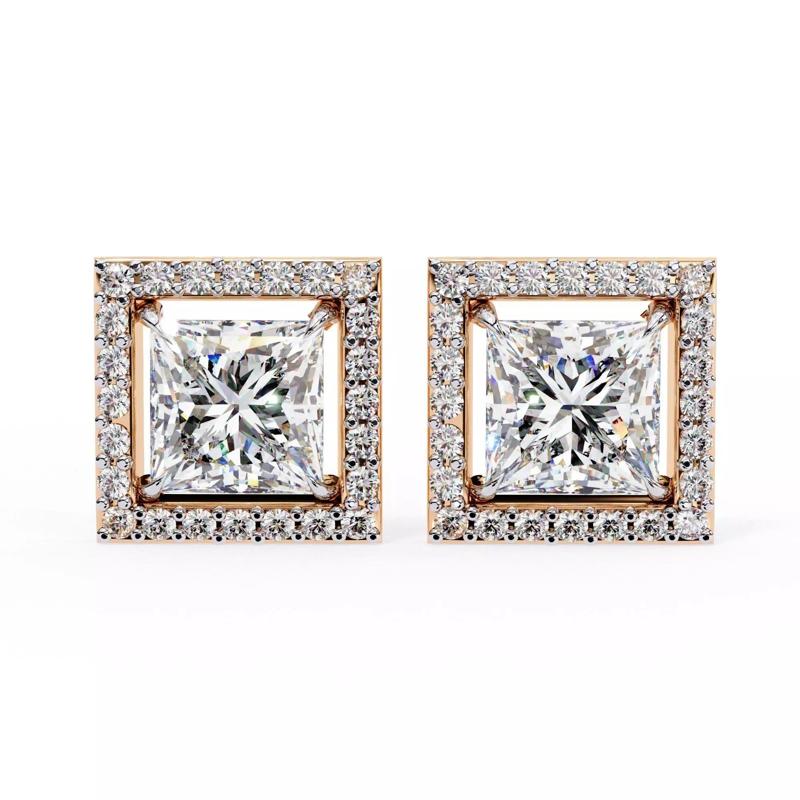 Diamond Studs Earrings 360 animation renders 3dm stl details