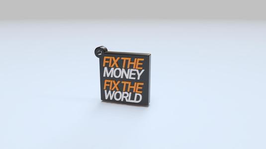 Bitcoin Keychain - Block "FIX THE MONEY"