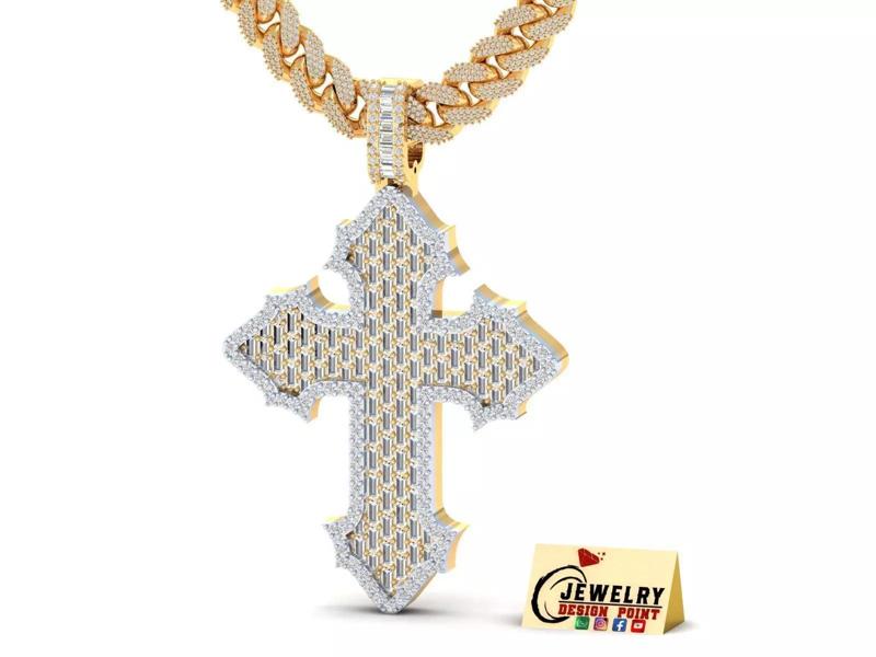 Custome Catholic Cross Diamond Pendant - Christian Necklace