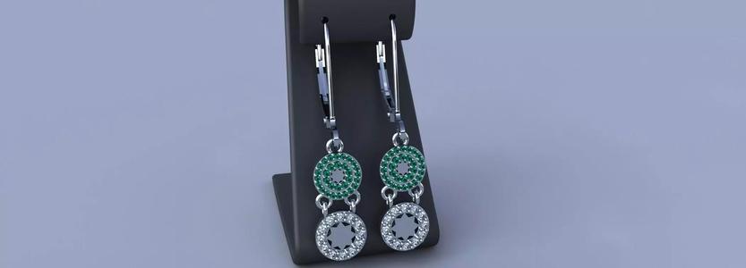 Ladies Diamond Emerald Sapphire Gold Silver Luxury Earrings
