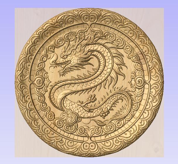 Oriental Dragon Mandala – 3D CNC Relief STL for Wood Carving