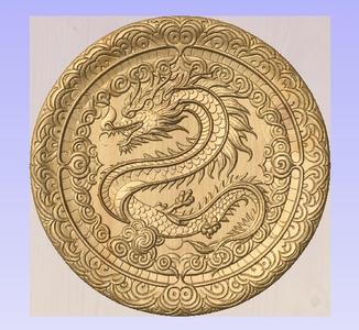 Oriental Dragon Mandala – 3D CNC Relief STL for Wood Carving