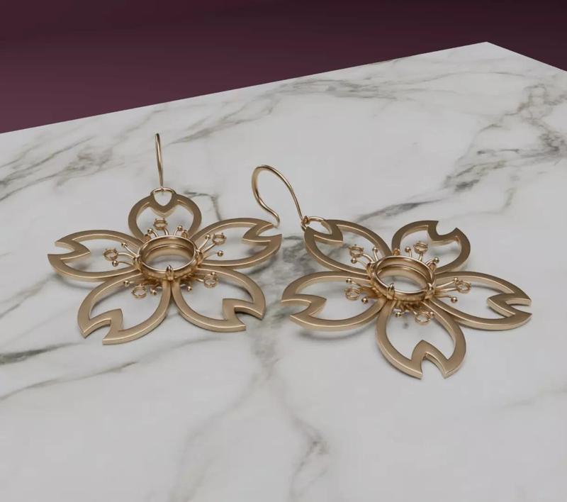 Sakura Glint Blossom of Balance 3D model for 3D print earrings