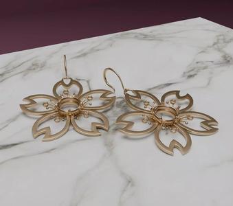 Sakura Glint Blossom of Balance 3D model for 3D print earrings