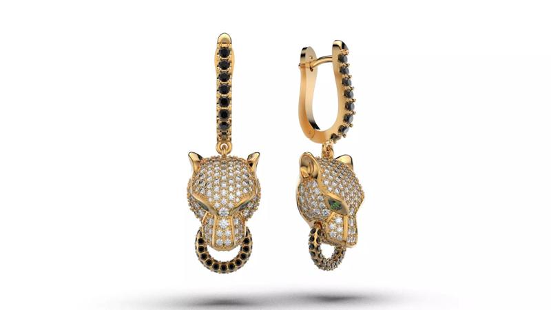 Panther gemstone earrings V2 E36