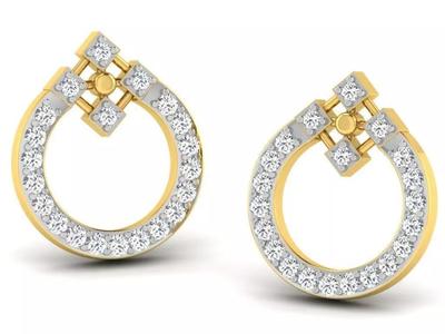 Gold Diamond Women Earring 3D print Model