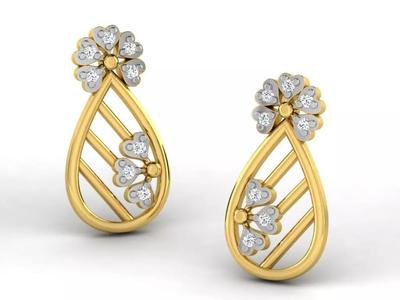 Gold Diamond Women Earring 3D print Model