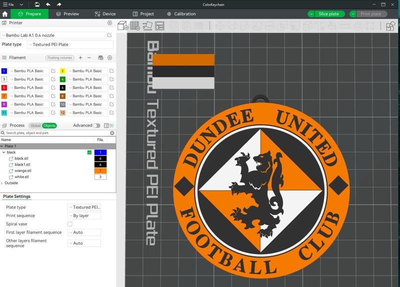 SPFL Dundee United FC keychain badge color printable