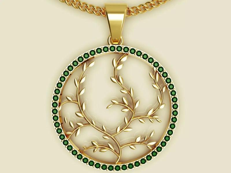 Tree pendant gold silver printable 3D model