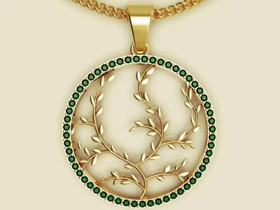 Tree pendant gold silver printable 3D model