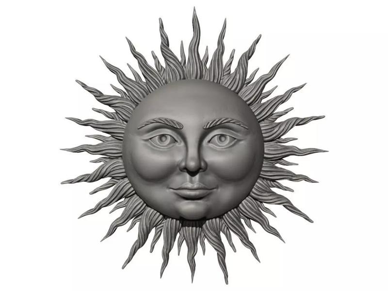 Vintage Sun with Face - 3D Model for Printing and Casting