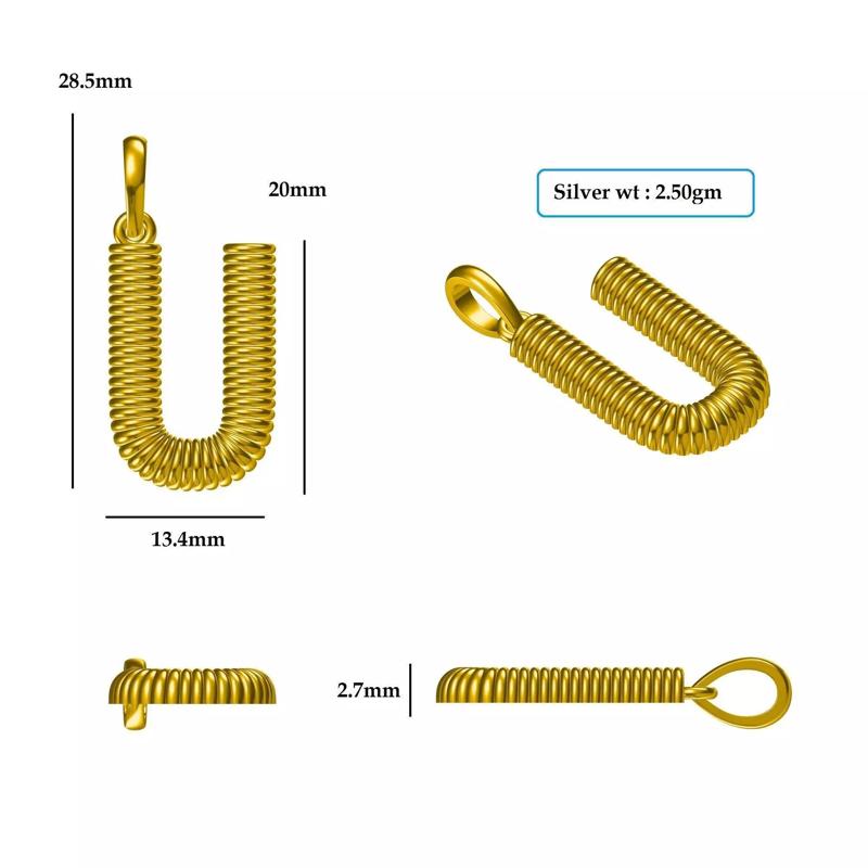 U Pendant u-shaped gold plated chain link