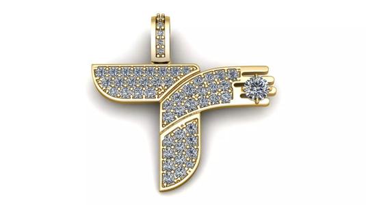 Stylish Alphabet T hand Pendant 3d printable Model