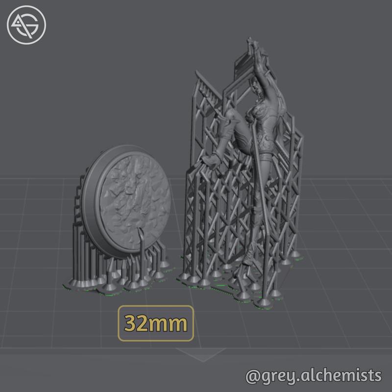 Rina the Drow Demon Hunter - Attack Pose, DnD Miniatures - Fantasy Character in 32mm & 75mm - DnD STL (Pre-Supported)