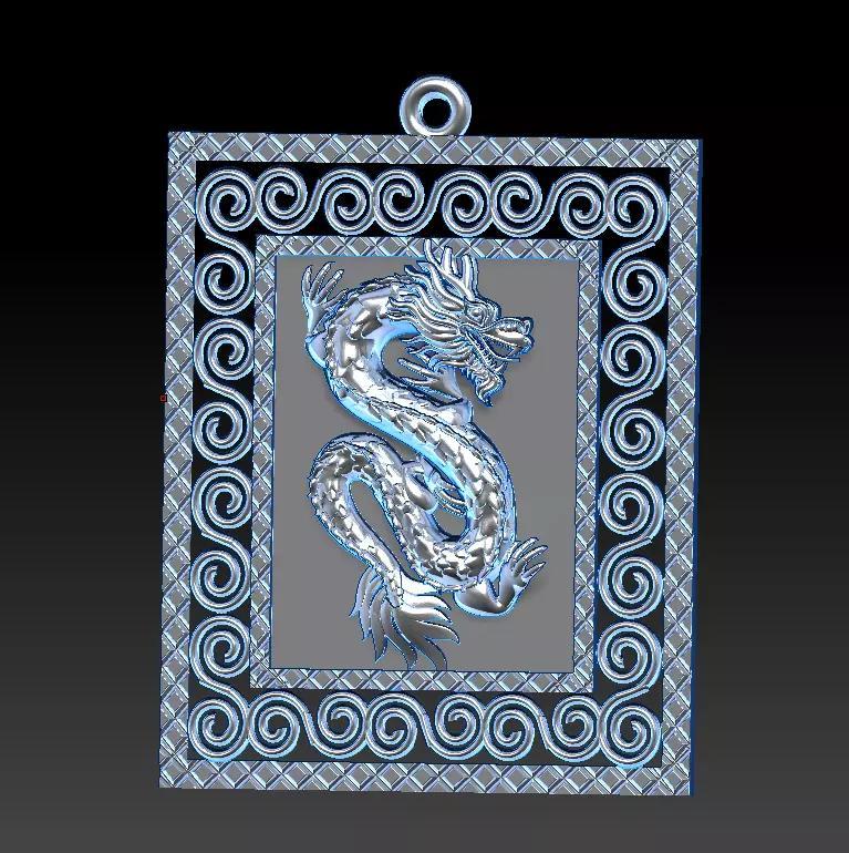 Custom Chinese Dragon Pendant  3D Print 3D print model
