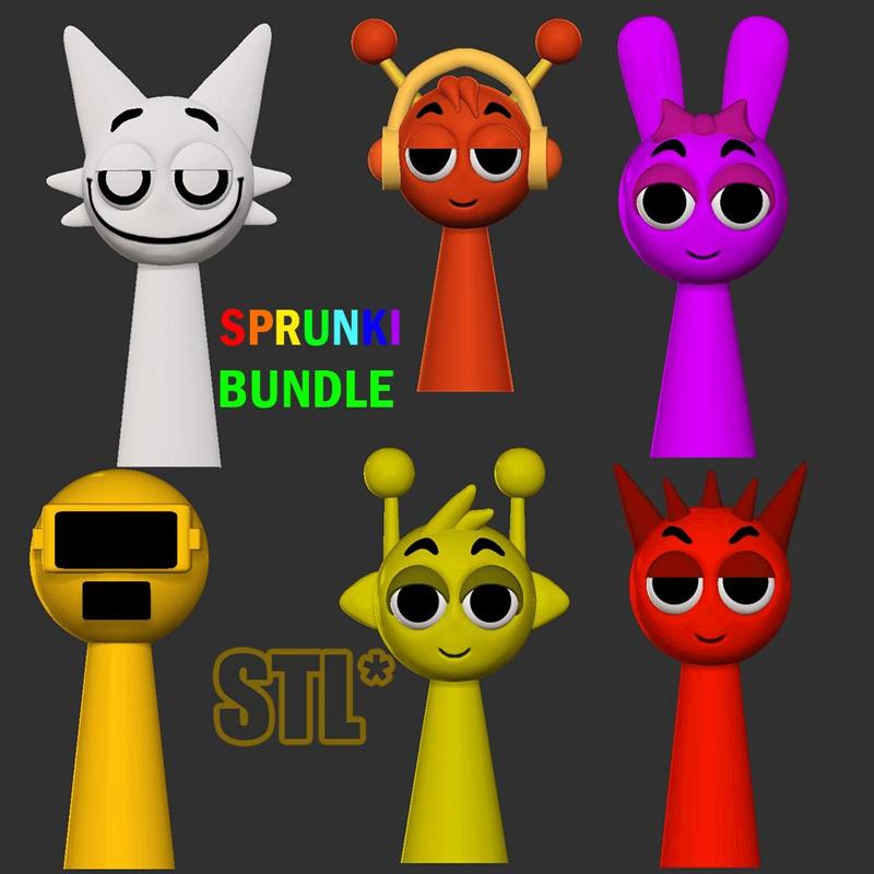 Bundle Sprunki Incredibox STL 3D  Simon,Garnold,Orange,Pinki,Redy,WendaSmile 3DFanart