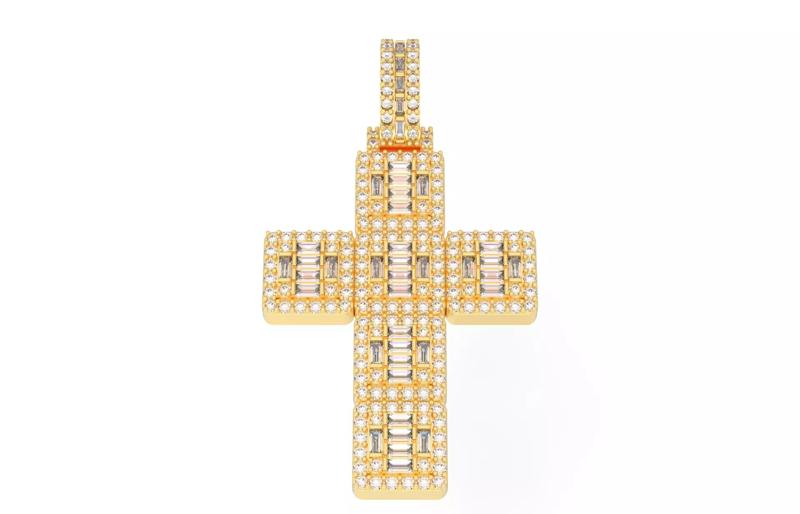 Cros Pendant with baguetes New