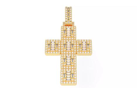 Cros Pendant with baguetes New