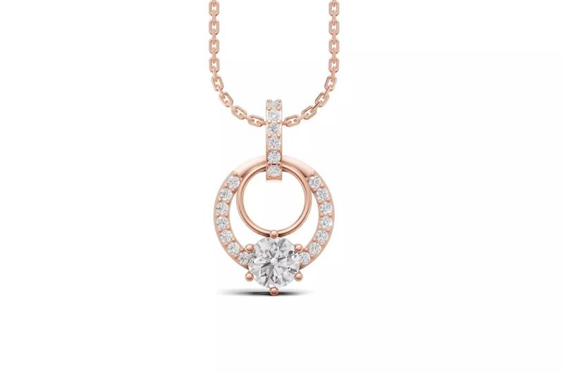 Circle Pendant with Solitaire Diamond