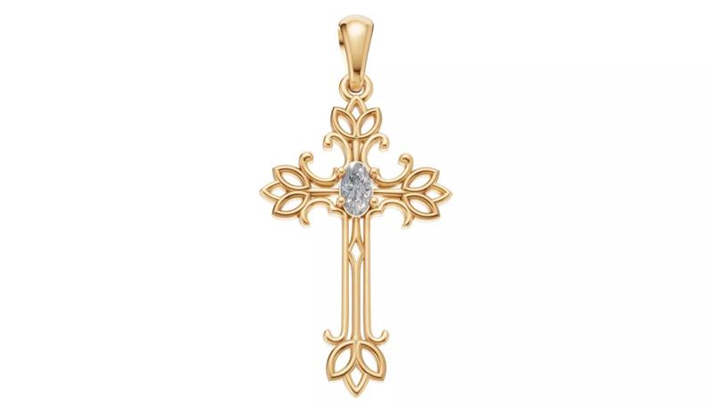 Cross with Oval diamond
