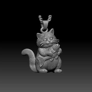 Cat and fish Pendant