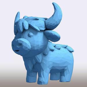 Cute Cartoon Bull Low Poly
