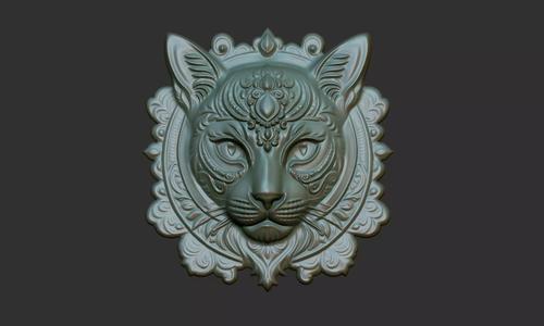 Cat Pendant Bas Relief 01