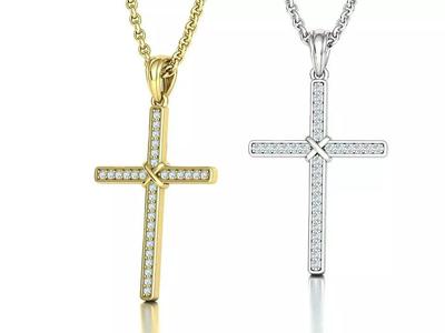 Cross Necklace Diamond Pendant Classic Cross 3dmodel